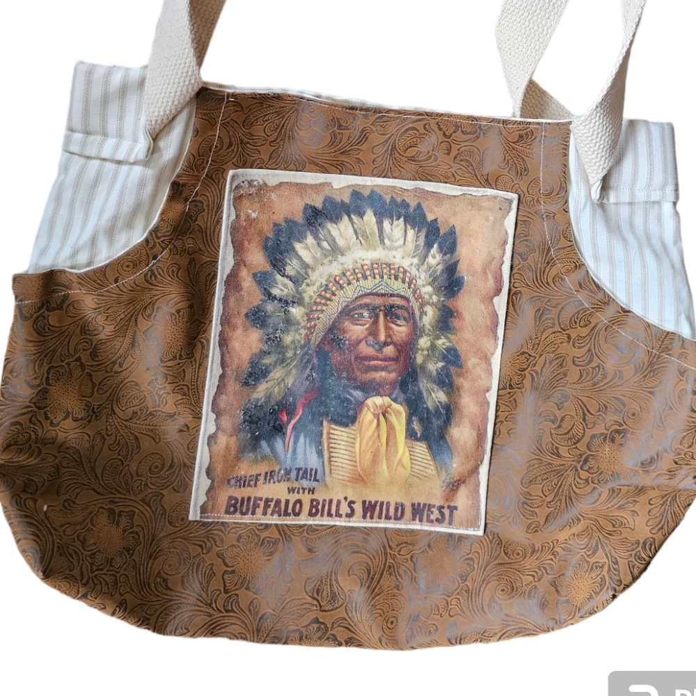Unique Artisan Native American Indian Vintage Advertising Tote - NEW